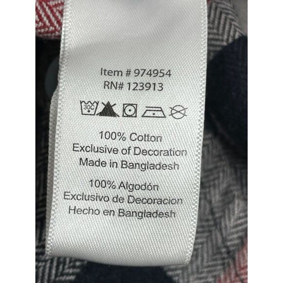 JACHS Men's Red & Black Plaid Flannel Button Down Shirt Size Large - Picture 7 of 7